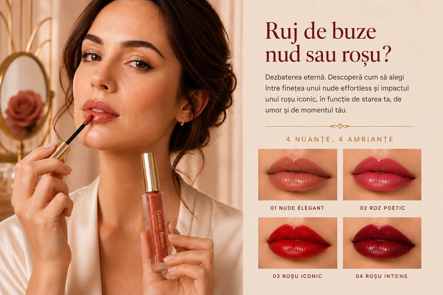 Ruj de buze nude sau roșu — Goldcam Beauty Paris